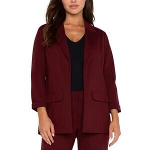 LIVERPOOL Women's Boyfriend Blazer Large Red Bordeaux Princess Darts NWOT